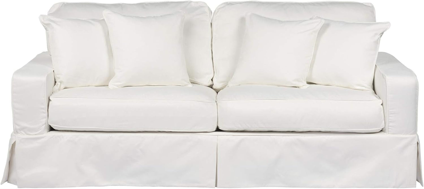 87" White Performance Fabric Americana Box Cushion Slipcovered Sofa