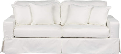 87" White Performance Fabric Americana Box Cushion Slipcovered Sofa
