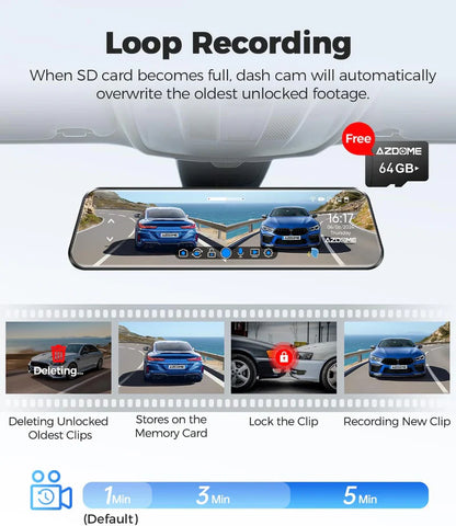 AZDOME PG17 Front and Rear 4K Mirror Dash Cam