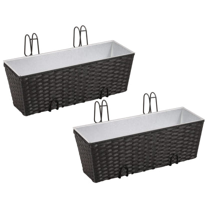 NNEVL Balcony Trapezoid Rattan Planter 2 pcs Black-0