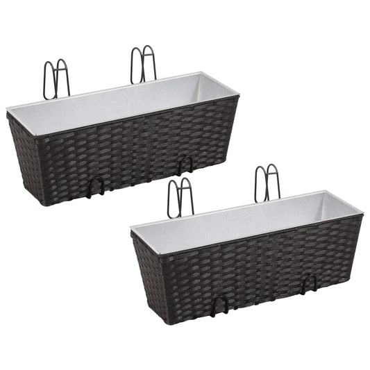 NNEVL Balcony Trapezoid Rattan Planter 2 pcs Black-0
