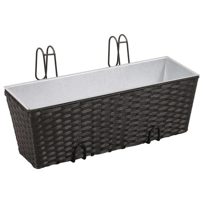 NNEVL Balcony Trapezoid Rattan Planter 2 pcs Black-1