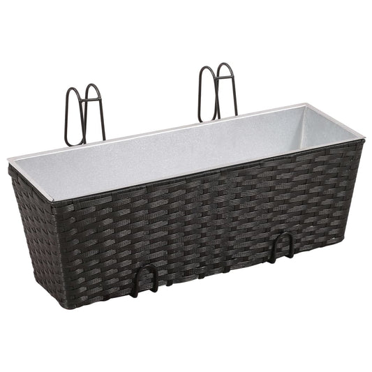 NNEVL Balcony Trapezoid Rattan Planter 2 pcs Black-1