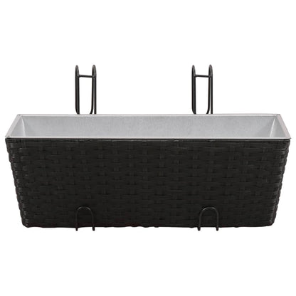 NNEVL Balcony Trapezoid Rattan Planter 2 pcs Black-2
