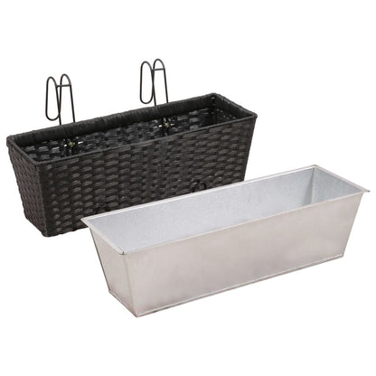 NNEVL Balcony Trapezoid Rattan Planter 2 pcs Black-4