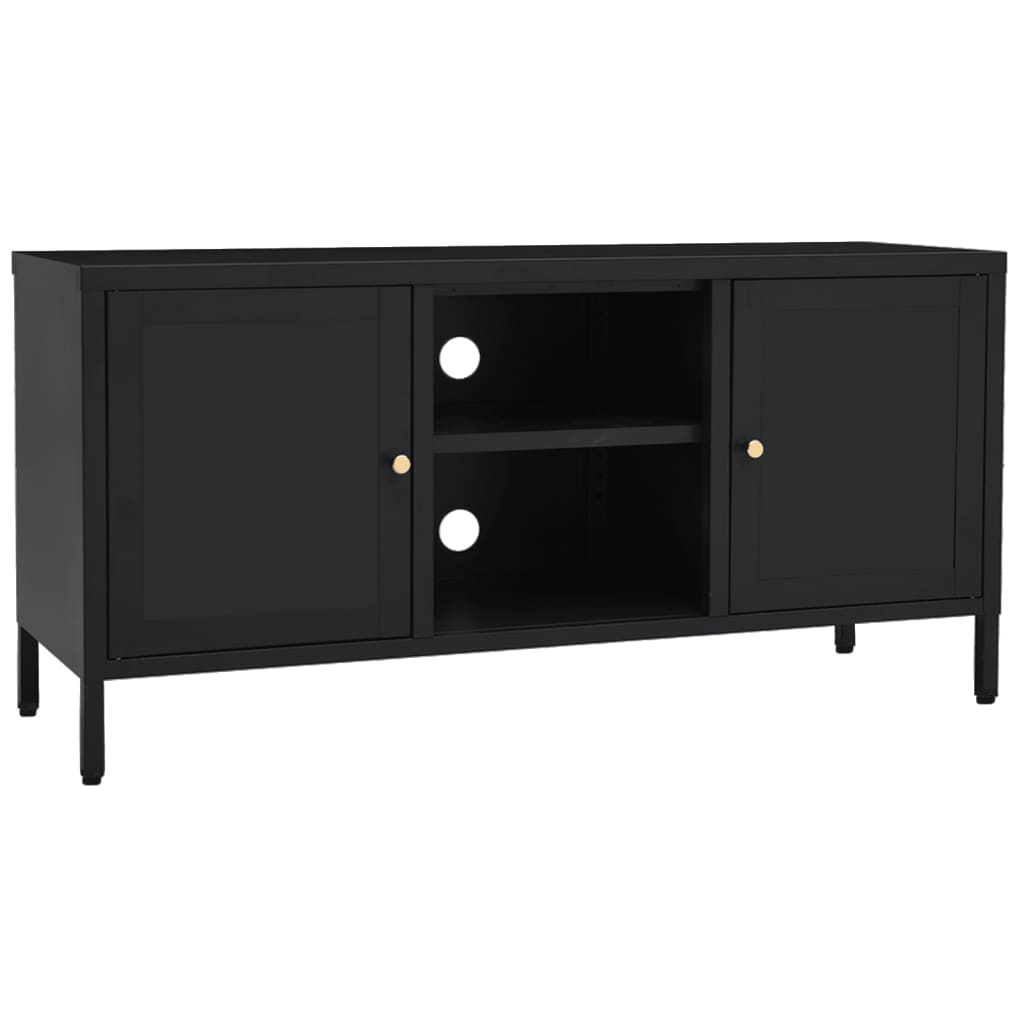 vidaXL TV Stand TV Console Sideboard TV Unit Home Media Unit Steel and Glass-2
