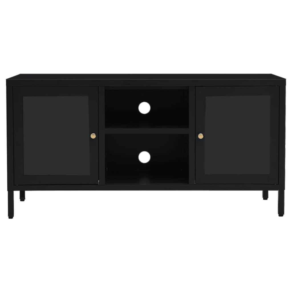 vidaXL TV Stand TV Console Sideboard TV Unit Home Media Unit Steel and Glass-0