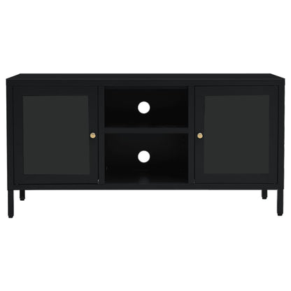 vidaXL TV Stand TV Console Sideboard TV Unit Home Media Unit Steel and Glass-0
