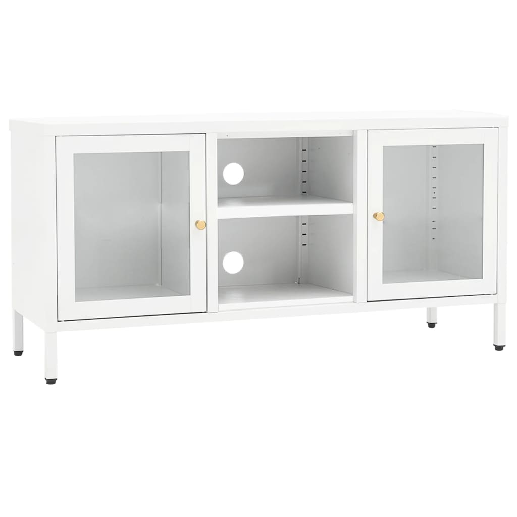 vidaXL TV Stand TV Console Sideboard TV Unit Home Media Unit Steel and Glass-1