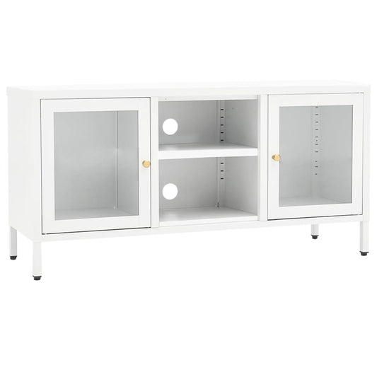 vidaXL TV Stand TV Console Sideboard TV Unit Home Media Unit Steel and Glass-1