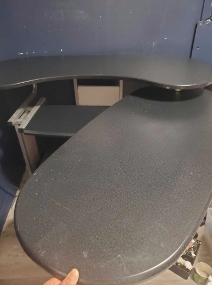 Corner table -keyboard tray- (used)