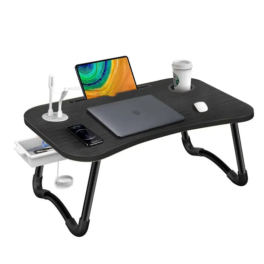 Laptop Desk Bed Table Tray Folding Breakfast Table Portable Lap Standing Desk Notebook Stand Reading Holder for Bed/Sofa Large Lap Desk with USB-Charger and Cup-Holder-1