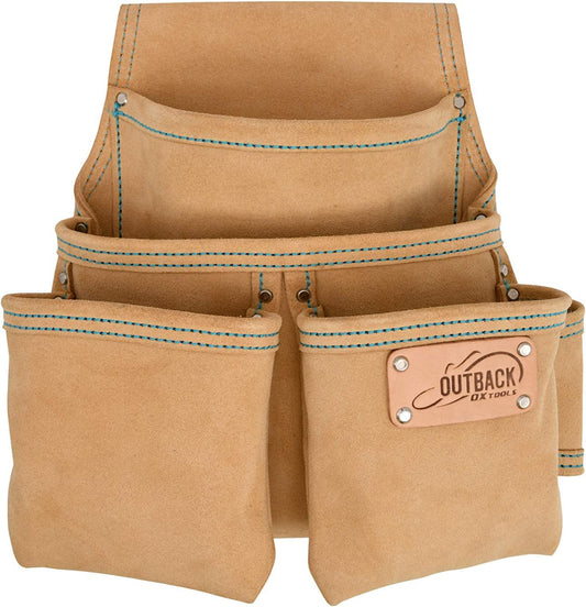 Tools -T264104 Trade Series Suede Leather Fastener Pouch - 4 Pockets, Multiple-Pockets, Heavy Duty Leather & Reinforced Riveting