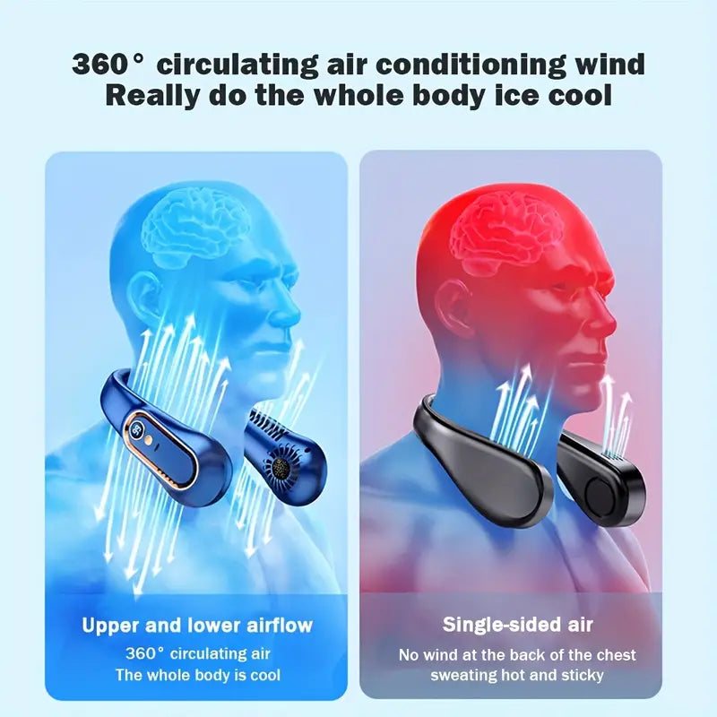 NNETM Stay Comfortable on the Go: USB Rechargeable Neck Fan with Display-3