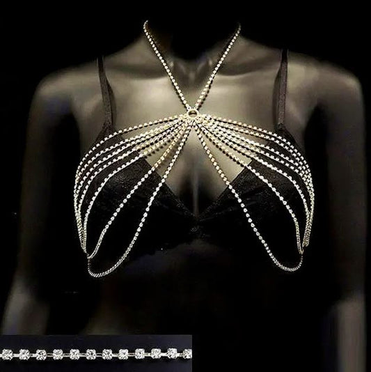 Halter Multilayered Rhinestone Body Chain