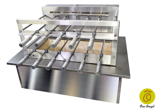 Brazilian BBQ Charcoal Grill with Firebox - 11 Skewers -
