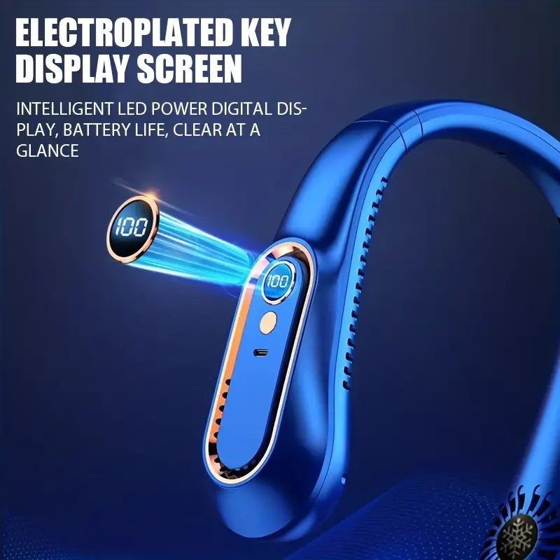 NNETM Stay Comfortable on the Go: USB Rechargeable Neck Fan with Display-2