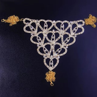 Sexy Body Chain Lingerie Red Crystal Thong Panties Jewelry for Women Silver Color Rhinestone Belly Waist Chain Body Jewelry Gift