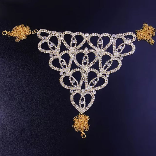 Sexy Body Chain Lingerie Red Crystal Thong Panties Jewelry for Women Silver Color Rhinestone Belly Waist Chain Body Jewelry Gift