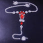 Sexy Body Chain Lingerie Red Crystal Thong Panties Jewelry for Women Silver Color Rhinestone Belly Waist Chain Body Jewelry Gift
