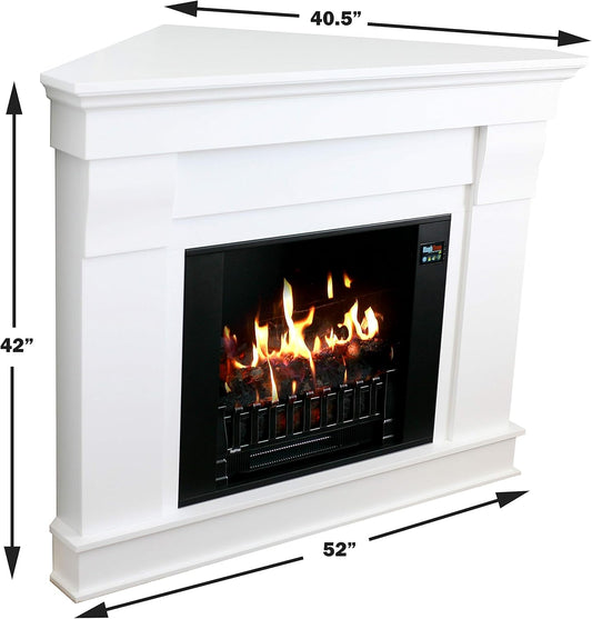 Holoflame Holographic Electric Fireplace W/Touchscreen and Sound and Bluetooth (Bright White)