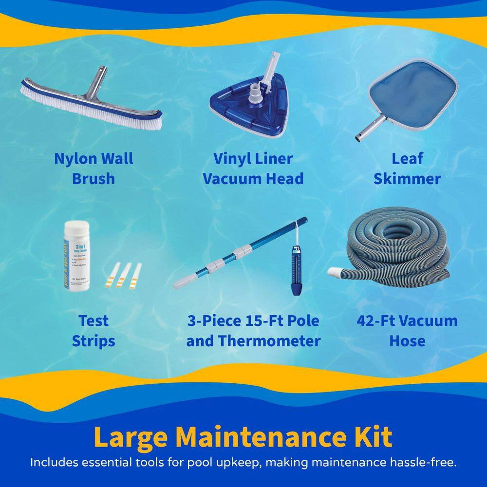 Belize 15 Ft. X 30 Ft. Oval X 52 In. Deep Metal Wall above Ground Pool Package with 6 In. Top Rail