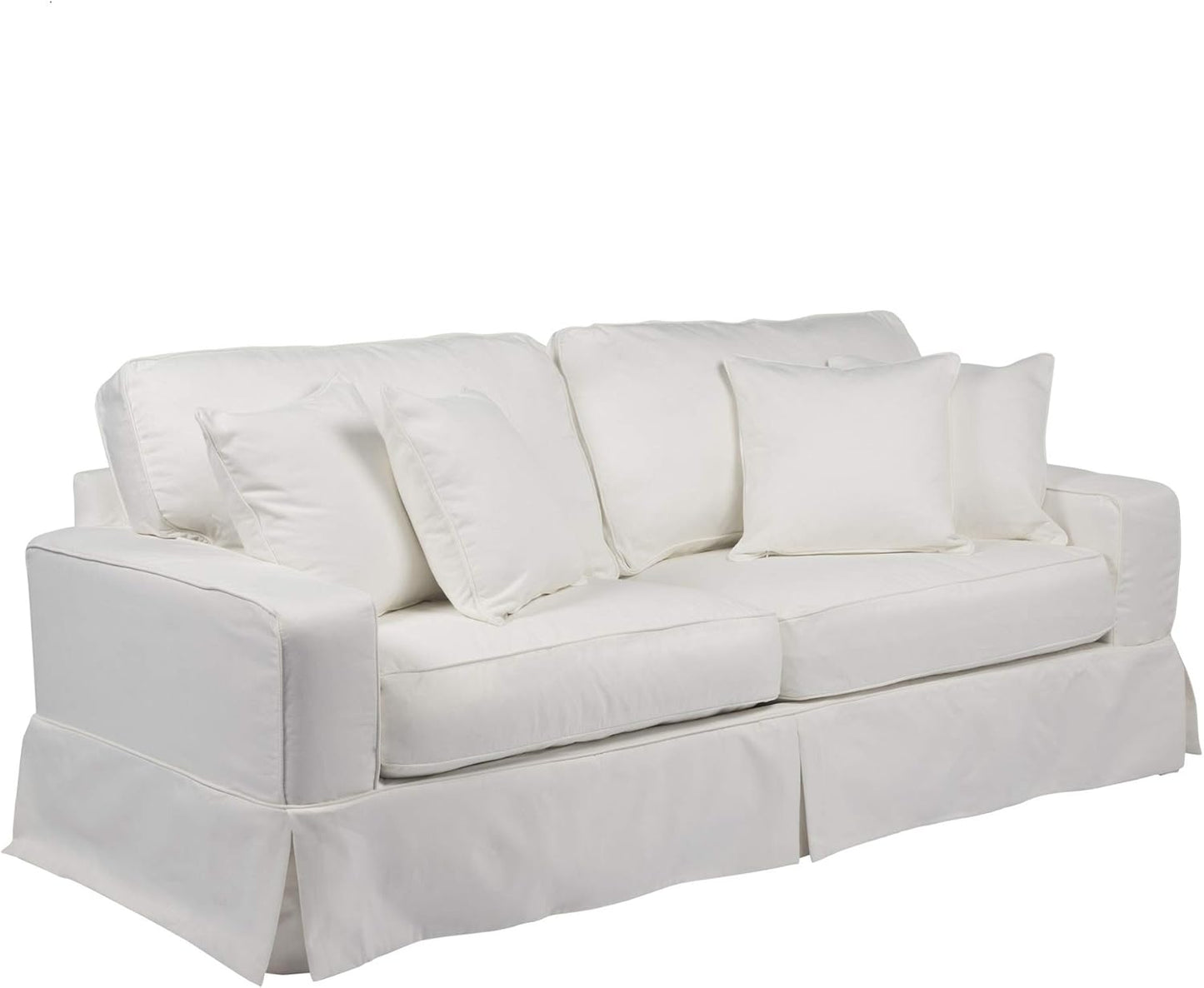 87" White Performance Fabric Americana Box Cushion Slipcovered Sofa