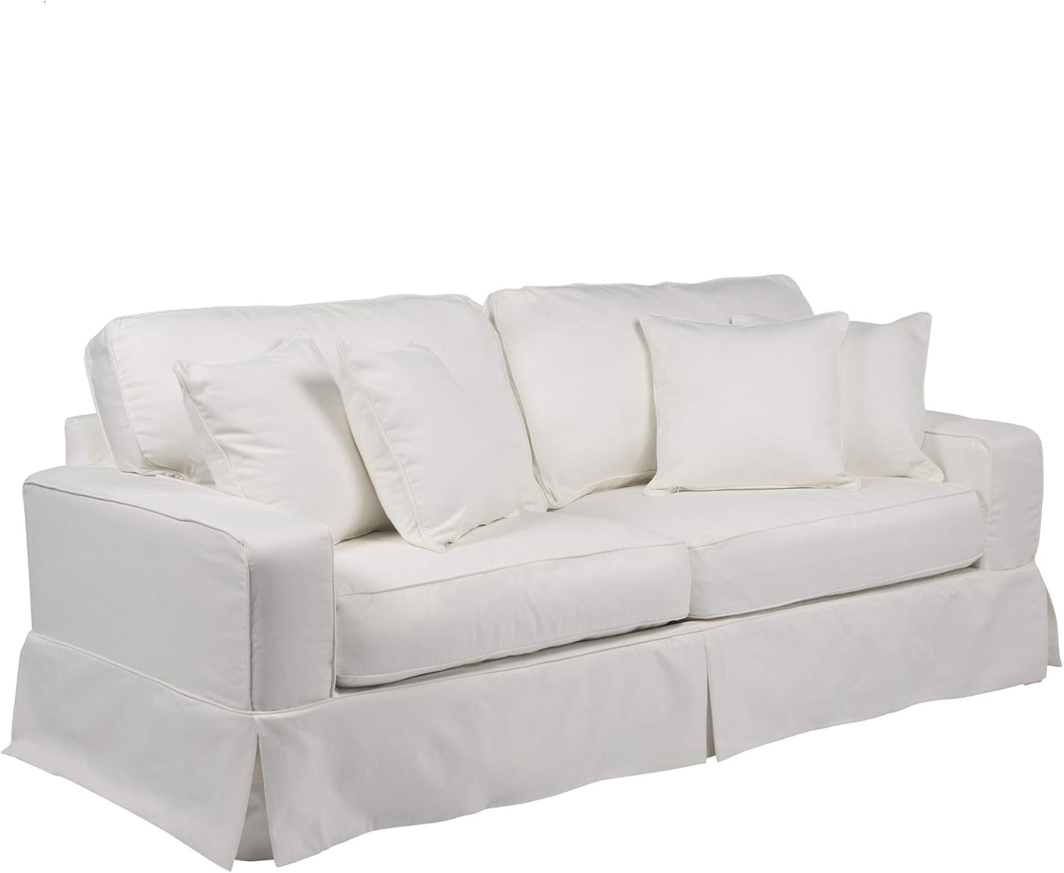 87" White Performance Fabric Americana Box Cushion Slipcovered Sofa