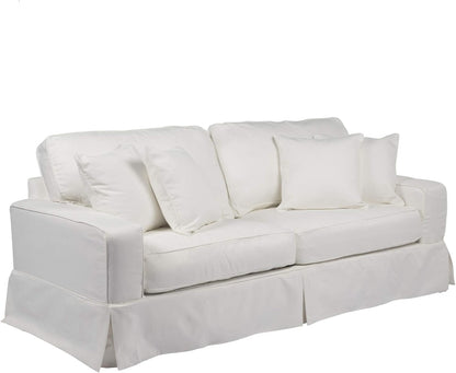 87" White Performance Fabric Americana Box Cushion Slipcovered Sofa