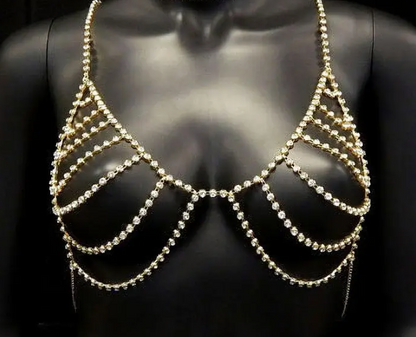 Layered Bold Stone Choker Bra Body Jewelry
