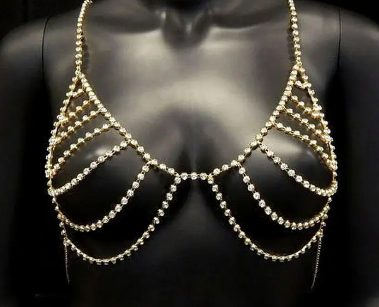 Layered Bold Stone Choker Bra Body Jewelry