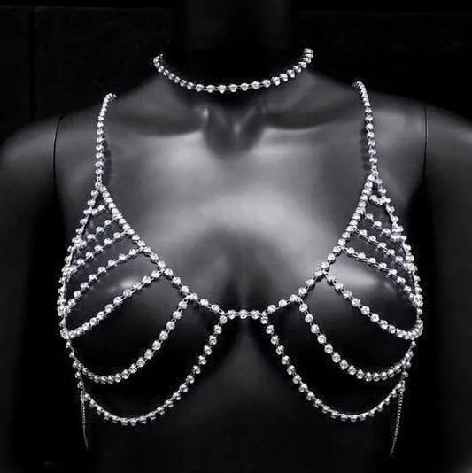 Layered Bold Stone Choker Bra Body Jewelry