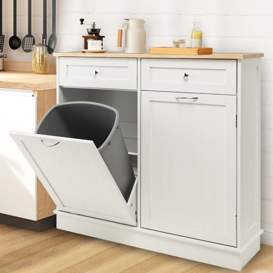 NNECW Kitchen Trash with Adjustable Shelf for Kitchen-White-0
